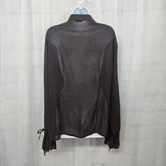 Kaelyn Max Blouse Brown Sheer Boho Lace Gypsy Hippie 1X - Picture 8 of 12